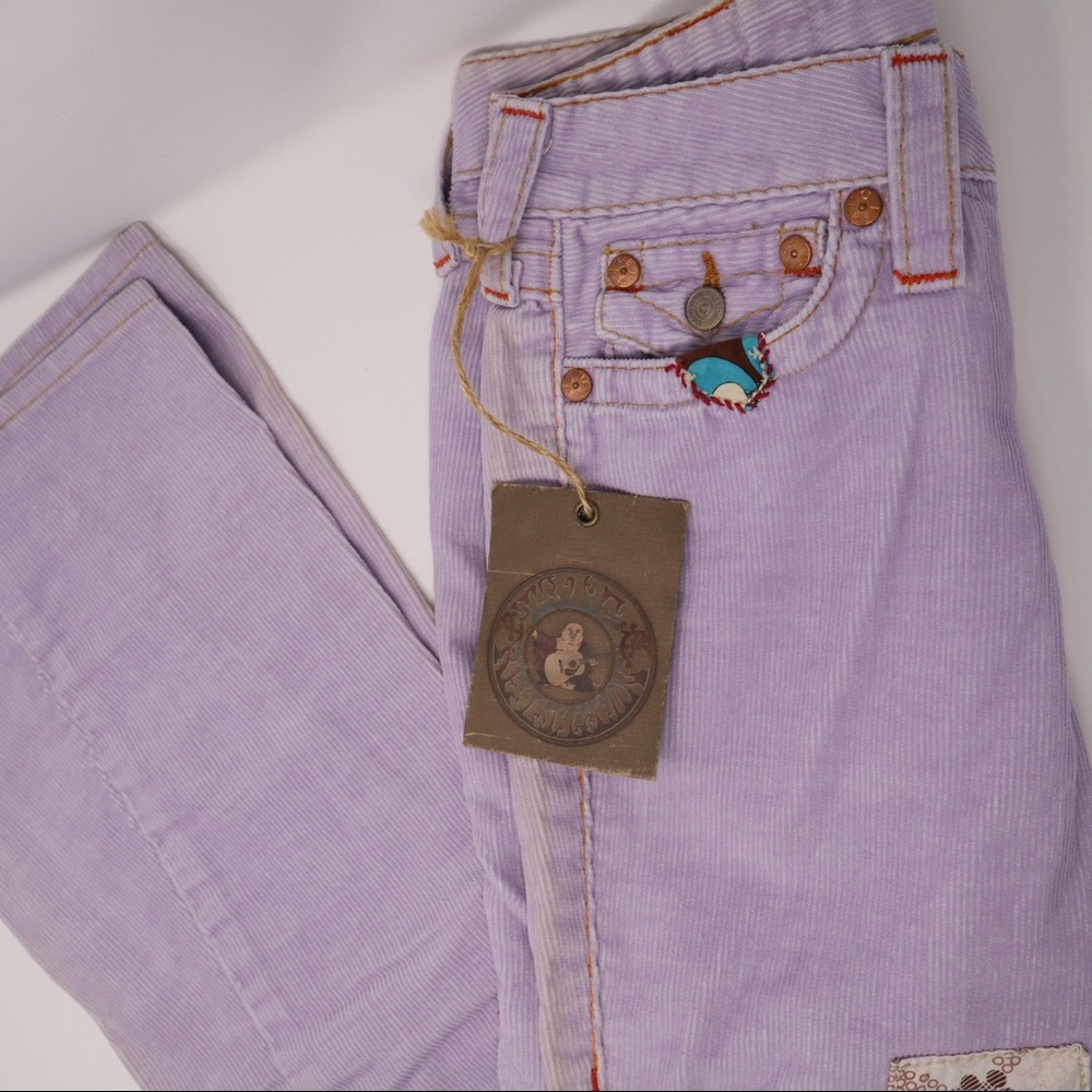 NWT TRUE RELIGION Woodstock Corduroy lavender pant - Picture 10 of 15